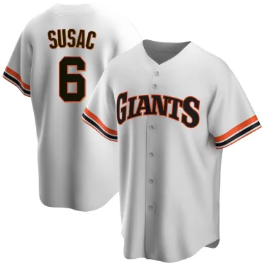 Daniel Susac Men's Replica San Francisco Giants White Home Cooperstown Collection Jersey