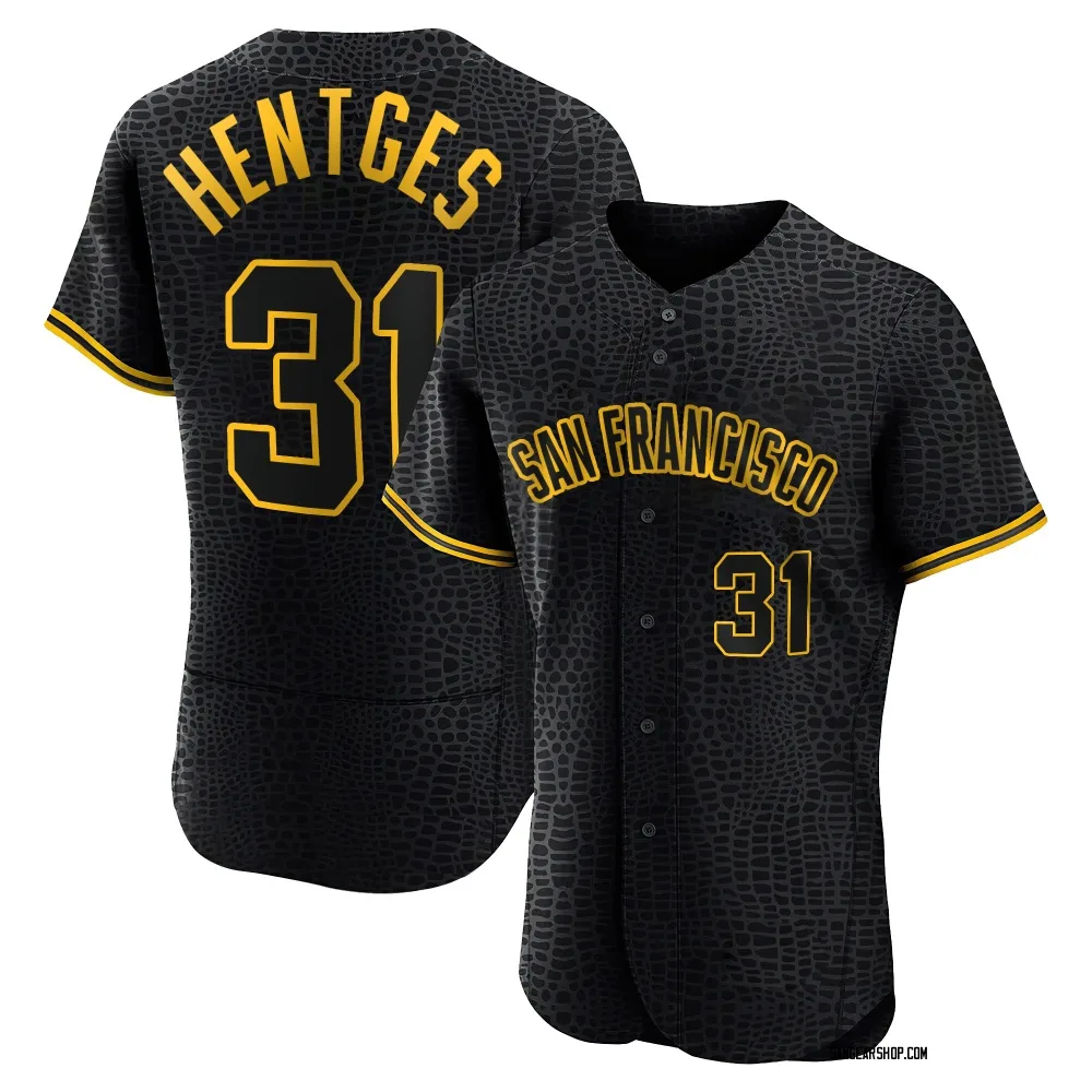 Sam Hentges Men's Authentic San Francisco Giants Black Snake Skin City Jersey