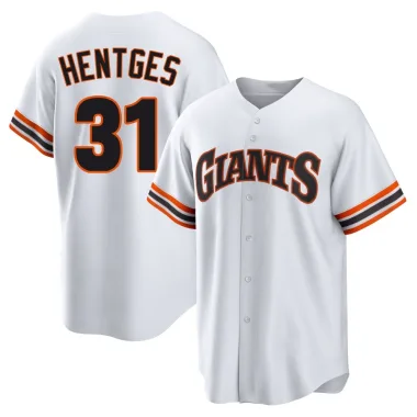 Sam Hentges Men's Limited San Francisco Giants White Throwback Cooperstown Collection Jersey