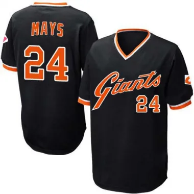 Willie Mays Men's Replica San Francisco Giants Black Throwback Jersey